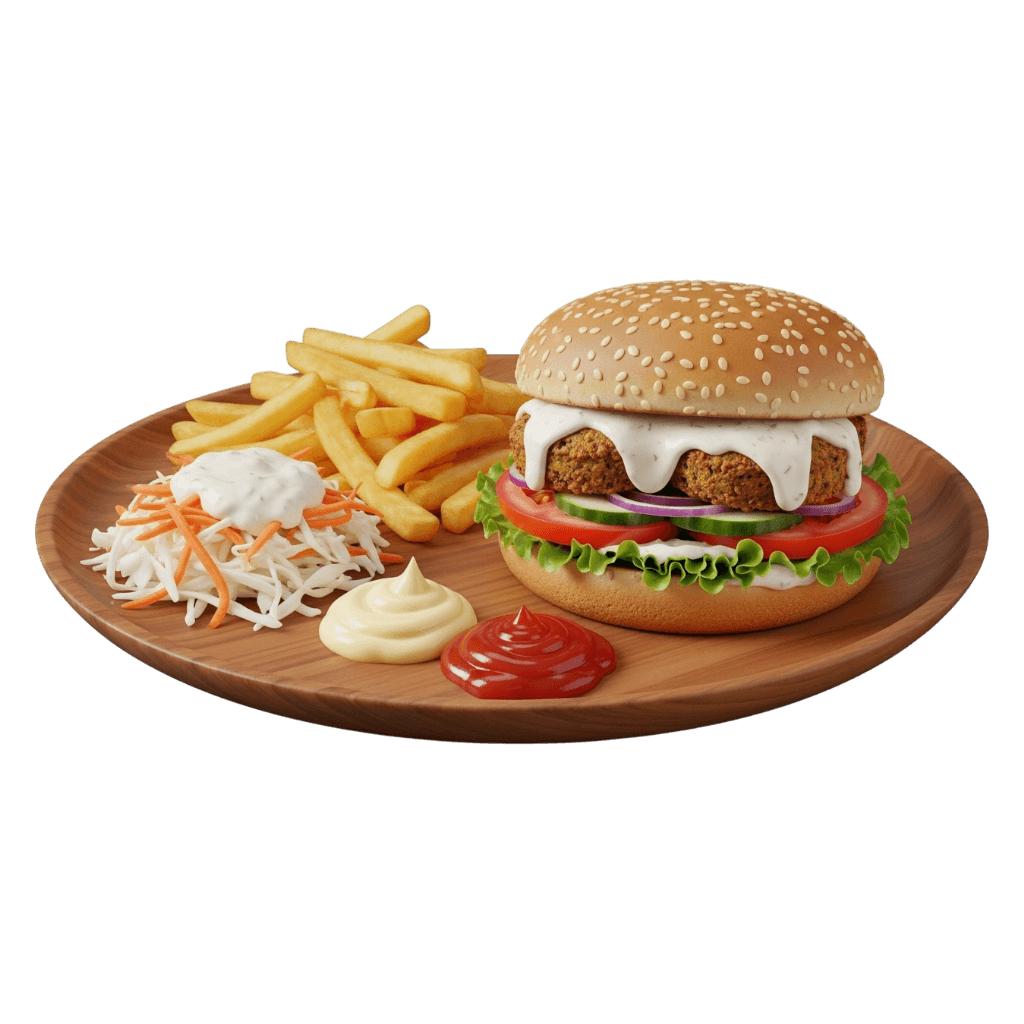 Veggie Falafel Burger Menü.